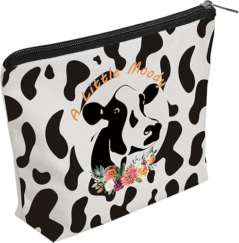 Bolsa de maquillaje con estampado de vaca, kit de cosméticos para amantes de la vaca, novilla, bolsa organizadora de almacenamiento de viaje, bolsa