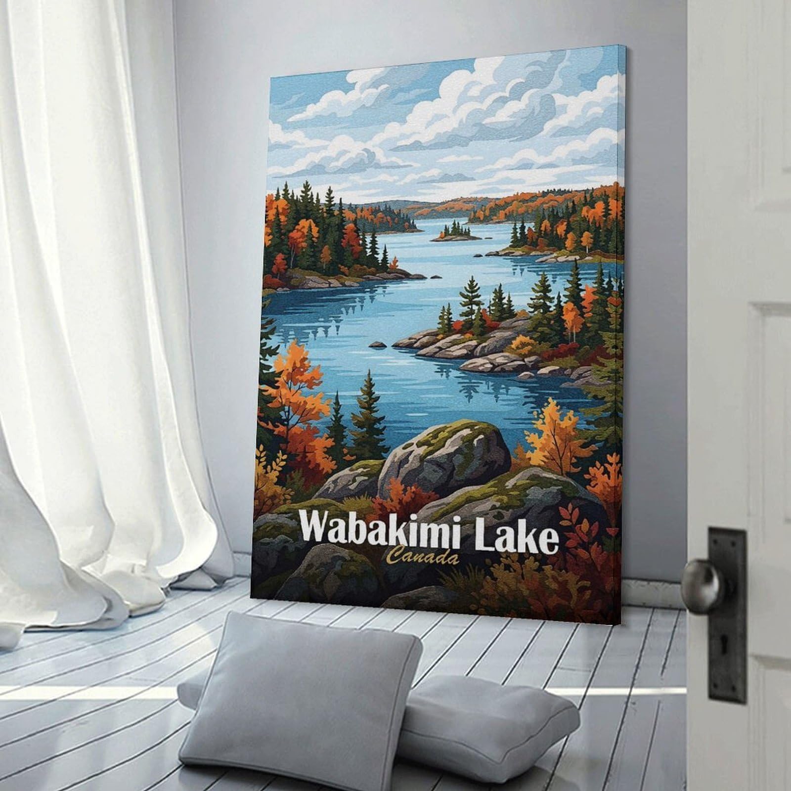 Junmoney Wabakimi Lake, Canada Landscape Wall Art Print, 12x18inch(30x45cm), for Front Hall, Corridor Or Welcome Spaces, Wall Decor to Refresh Empty Corners