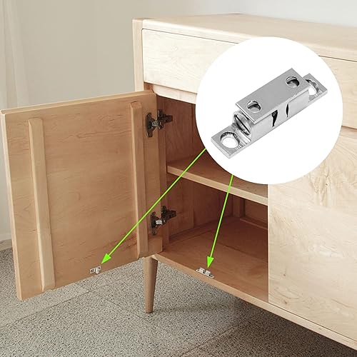 Miniatura 6 de Uenhoy 5 unidades de cierre de latón macizo para puerta de gabinete, pestillo de tensión de doble bola de 2-34 pulgadas con tornillo (plata, 2.57