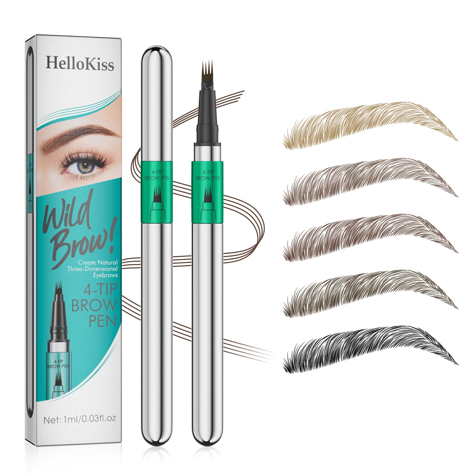 Eyebrow Pencil, Microblading Eyebrow Pen with 4 Fork Tip