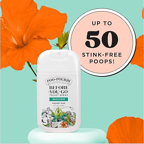 Miniatura 8 de Poo-Pourri Before-You-Go - Aerosol para inodoro, Beach Bum, tamaño de viaje de bolsillo de 1 onza líquida, coco, orquídea y praliné tostado