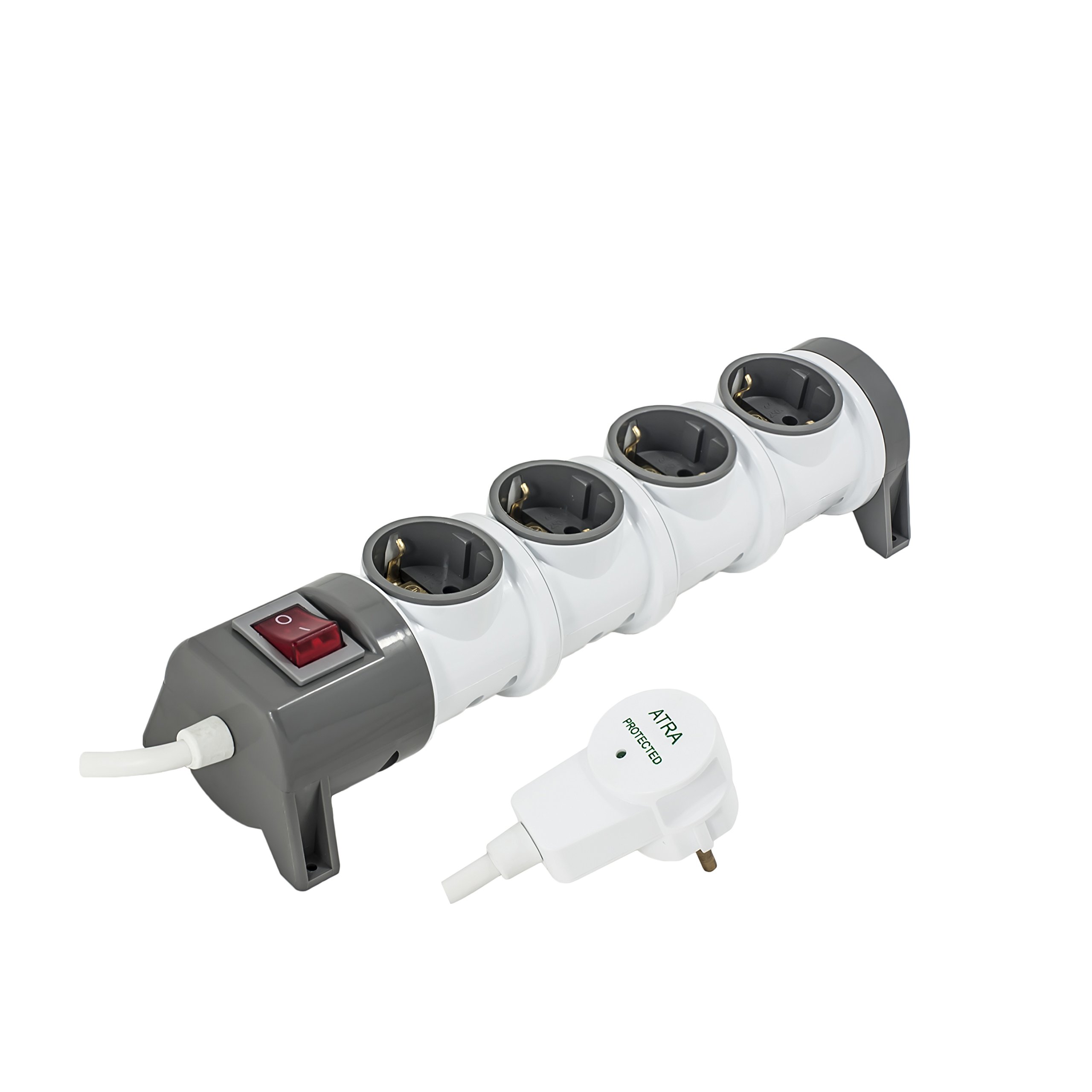 Regleta Schuko con interruptor y enchufe con protección contra sobretensiones con cable de 1,5 y 3 metros (4 enchufes con cable de 1,5 m)
