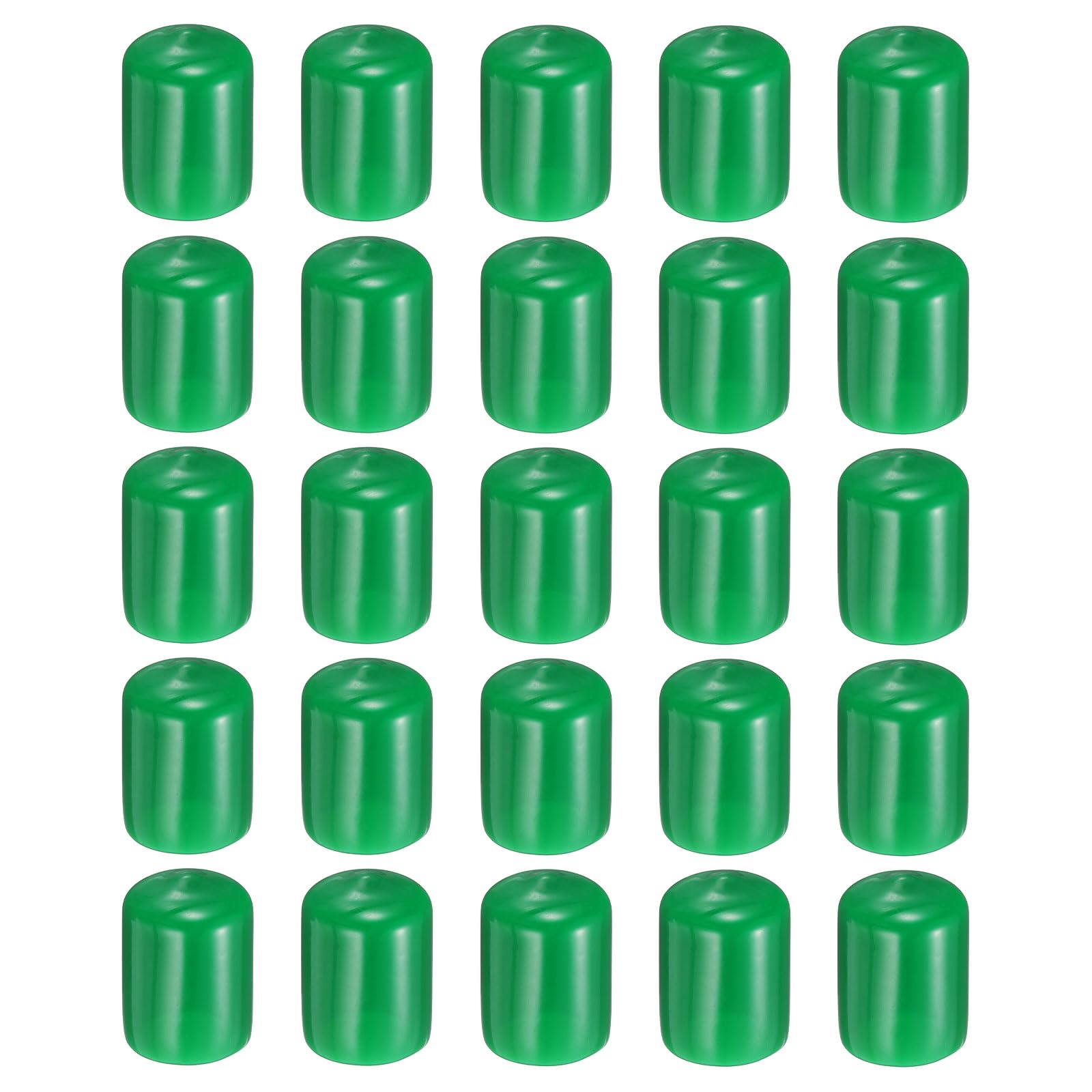HARFINGTON 50pcs Round Rubber End Caps 20mm ID Bolt Covers Caps Vinyl Rubber Flexible Screw Thread Protectors for Metal Tube Rod Bolts, Light Green