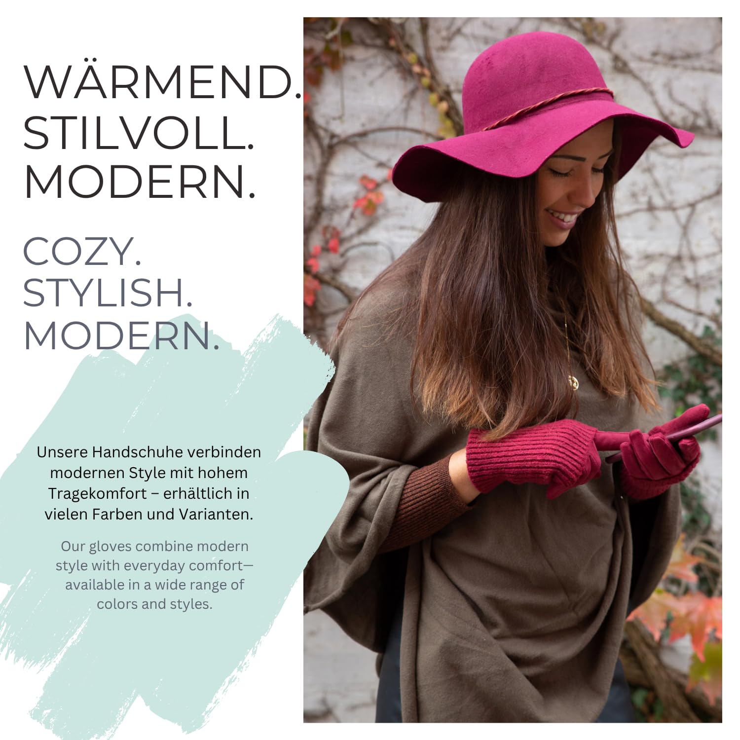 styleBREAKER Damen 3 in 1 Touchscreen Handschuhe mit abnehmbarer Strick Stulpe | Winterhandschuhe | 3 Tragevarianten | Weich warm elastisch in vielen Farben