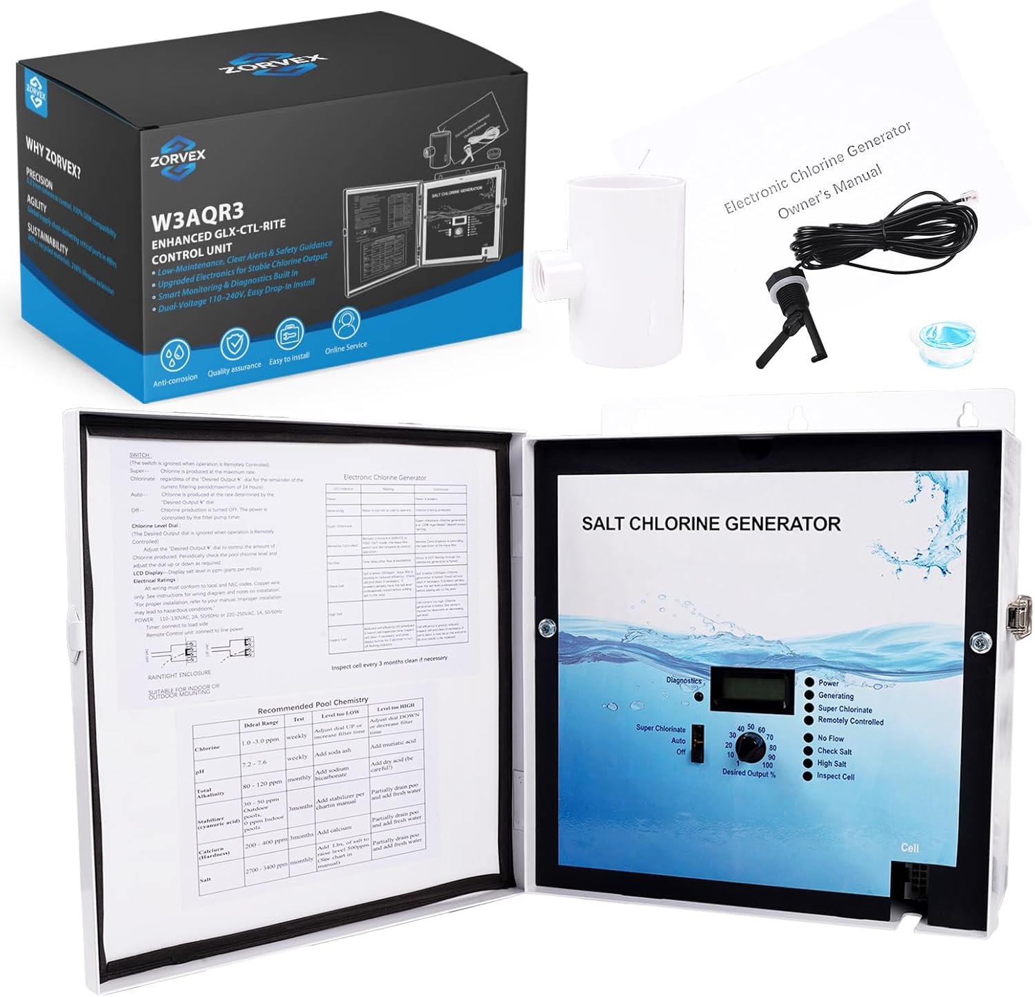 Salt Chlorine Generator Enhanced Version GLX-CTL-RITE Control Unit Fits for Hayward AQR Goldline Aqua Rite Electronic Salt Chlorine Generator,T-Cell-3, T-Cell-9 and T-CELL-15 Salt Cel