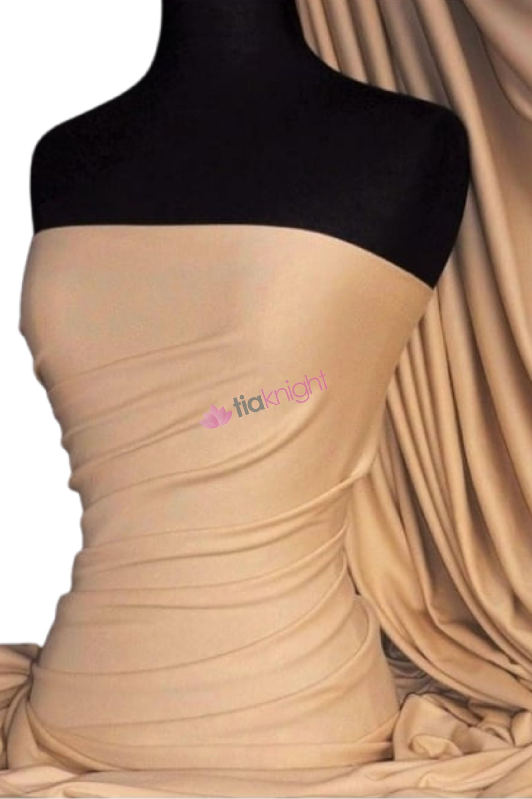 Soft Fine 1x1 Rib 100% Cotton Knit Jersey Fabric | Soft T-Shirt Material | Over 50 Colours | Oeko-Tex Certified | Same Day Dispatch | by Tia Knight (Q61) (Stone) — image 1
