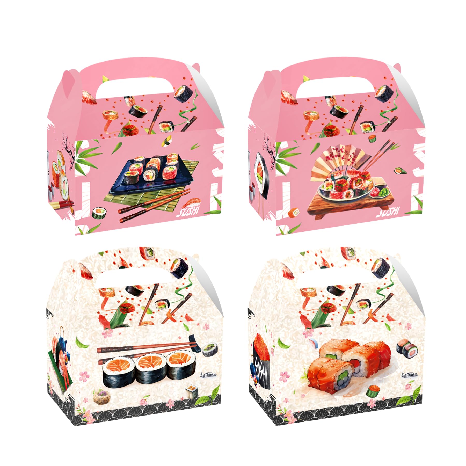POMNUG 12 Pack Sushi Party Boxes Japanese Sushi Birthday Party Supplies Sushi Goodie Bag Treat Bag Gift Bags Candy Bags