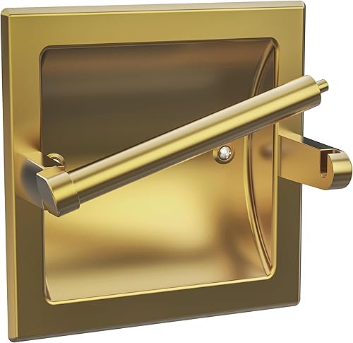 Miniatura 18 de Soporte para papel higiénico empotrado de cromo pulido, soporte de papel higiénico para montaje en pared de baño con pivote empotrado incluye