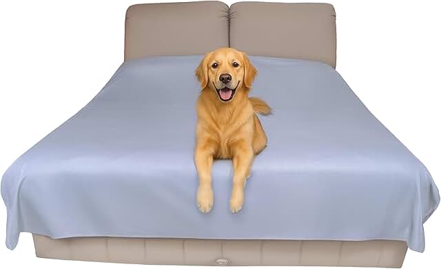 SILLY LEGACY Waterproof Bed Protector Pad (Extra Large, 100" x 96", Grey) - Soft, Thin Reversible Blanket for Pets Incontinence, Urine, Dirt, Pet Hair, Saliva product image