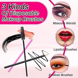Disposable Makeup Accessories with Makeup Applicators Triangle Makeup Puffs, Mascara wands, Disposable Lip Applicators, liner Brushes Makeup Tools for Makeup Artist Supplies