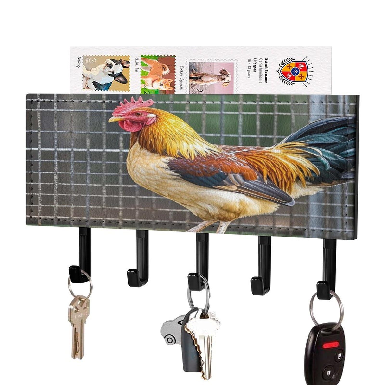 Organizador de correo y llaves de gallina en jaula para colgar sin roturas