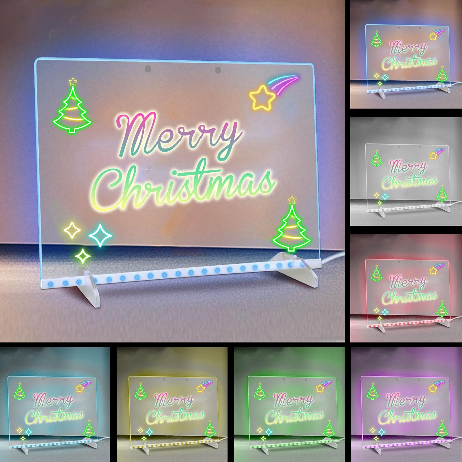 Tablero de Notas Acrílico Luminoso LED 35x25CM para Niños Oficina Escuela Café