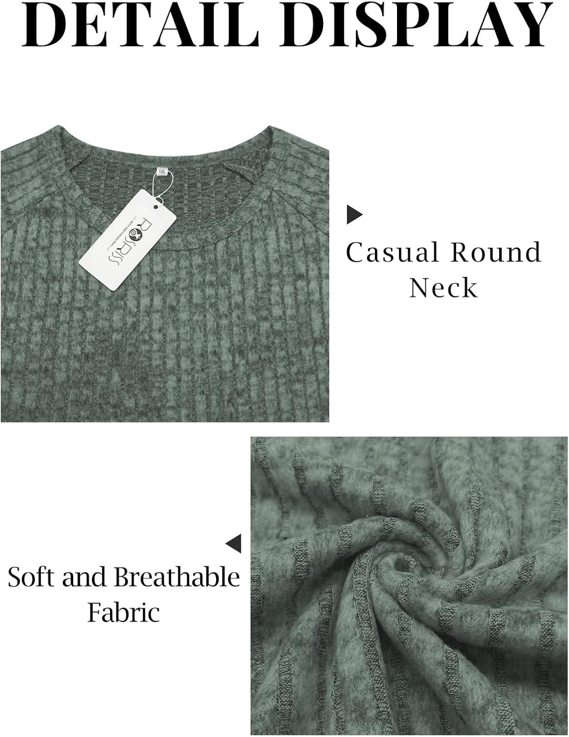 ROSRISS Plus-Size Sweaters for Women Casual Oversized Long Sleeve Crewneck Tops Trendy Dressy Basic Ribbed Knit Shirts XL-5XL - Image 5