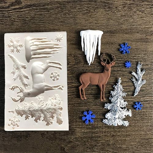 Miniatura 4 de Juego de 3 moldes de silicona para fondant de Navidad, pasta de azúcar, chocolate, caramelos, tartas, cupcakes, herramientas de decoración (árbol de