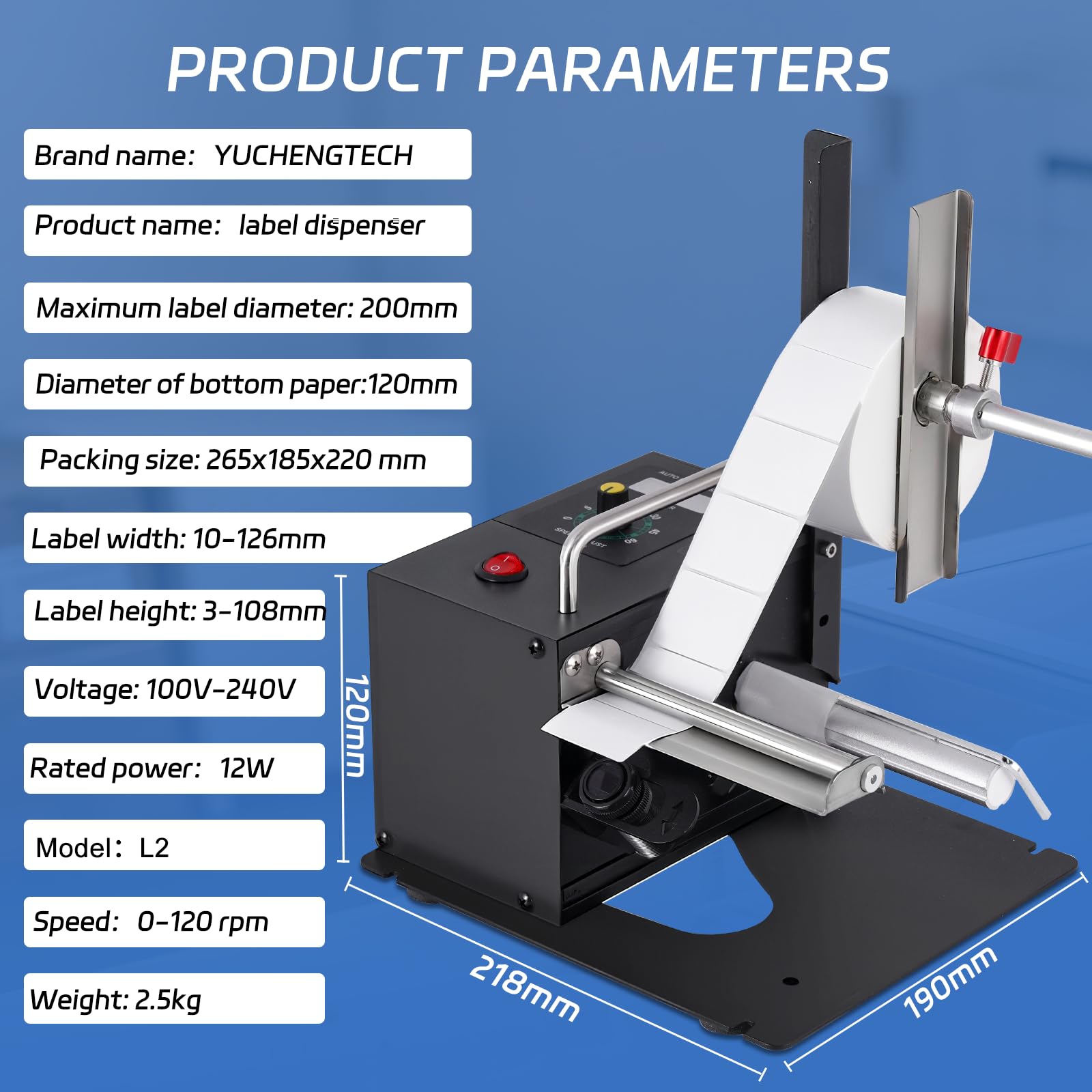 YUCHENGTECH Distributeur D'étiquettes Automatique 5 Vitesses 0-9999 | avec Comptage Automatique de 0 à 9999 et 5 Vitesses Réglables Largeur 5-120mm pour Étiquettes Autocollantes/PET/PVC