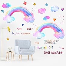 Rainbow Wall Decals, KIKISML Colorful Inspirational Wall Decal Motivational Phrases Sticker Art Stickers for Girls Boys Bedroom Nursery Kids Room Home Window Decoration