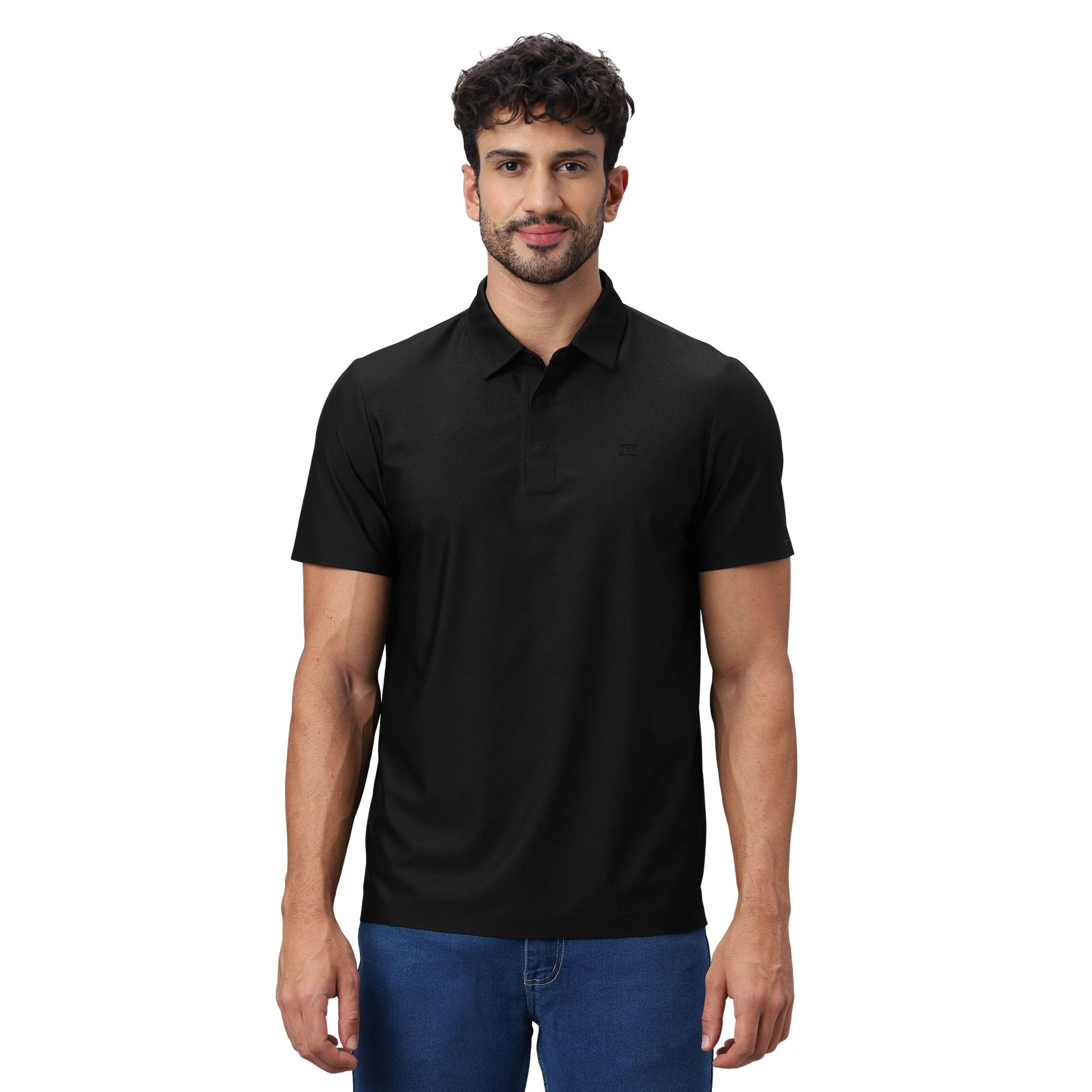 hektor Men’s Bonded Hidden Button Polo Small Checks–Premium Nylon Polo|Casual Regular Fit Short Sleeve Polo T-Shirt-picture-11