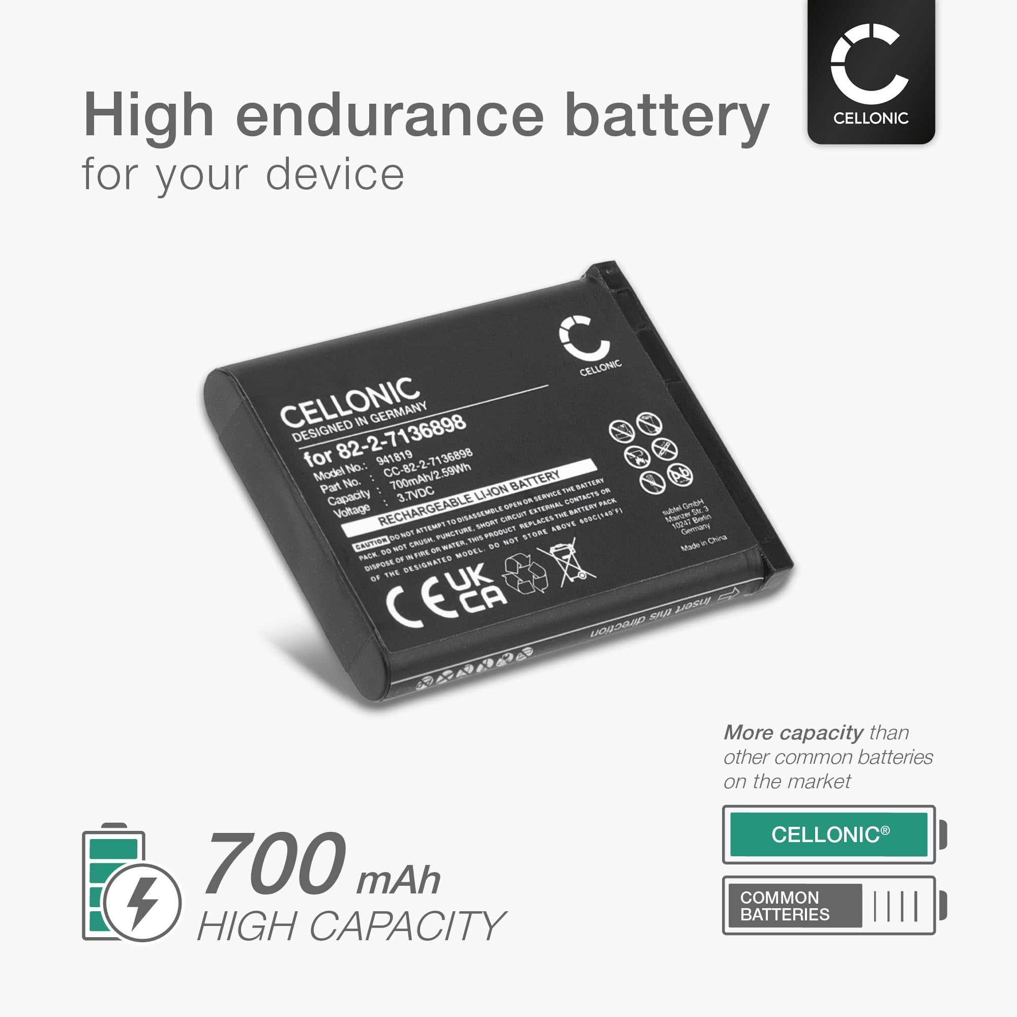 CELLONIC® Bateria 82-2-7136898 700mAh kompatybilna z SteelSeries Arctis Nova Pro, 61527 Naprawa Bezprzewodowy zestaw słuchawkowy audio, wymienny akumulator