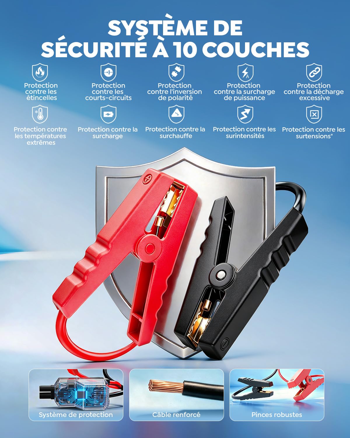 8000A Booster Batterie Voiture avec Compresseur (Tout Essence & 10L Diesel) | UTRAI 160PSI Démarreur Batterie Voiture avec Lampe Magnétique 1000 Lumens, 12V Jump Starter avec Gonfleur Pneus Voiture