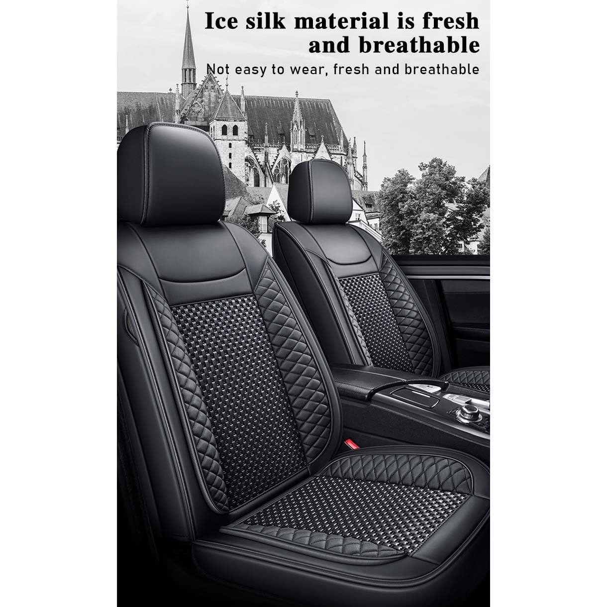Respaldo Cubierta Cojín Cubre Silla Protector Coche Funda Asiento Cuero Ventilación Antideslizante para VW Passet, Jetta, Jetta GLI, Jetta, Hybric (Color : Black White-1 Item-Standard)