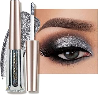 ANGLICOLOR Eyeshadow, Glitter Eyeshadow, Shimmer Eye Shadow, Liquid Eyeshadow, Glitter Liquid Eye Shadow, Sparkling Eye Makeup Tool, Best Gift For Women Girls (05-Black)