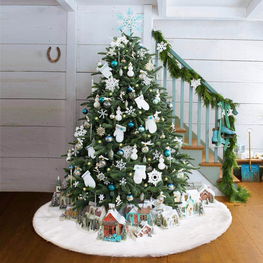Cesta redonda de bambú para árbol de Navidad, ecológica y personalizable