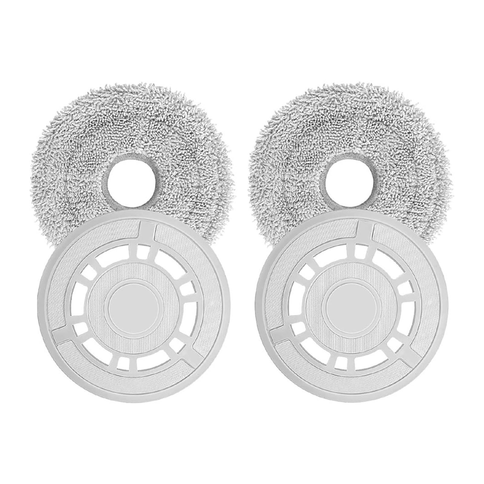 Light Grey Mop Pads with Holder，Compatible for Dreame，L10 Ultra/L10s Pro/L10s Ultra/L10S Pro Ultra/L10s Pro Gen 2/L10 Prime Robot(Mount 2pcs+mop 2pcs)