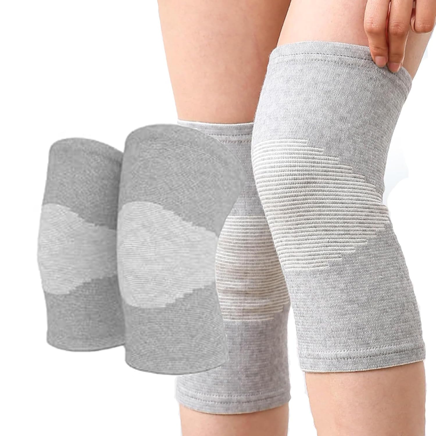 E-ALLDIR Knee Sleeves, Sports Knee Pads, Comfortable, Elastic,Breathable and Comfortable Unisex Bamboo Charcoal Elastic Warm Knee Brace Kneecap Protective Pads Support for Men and Women