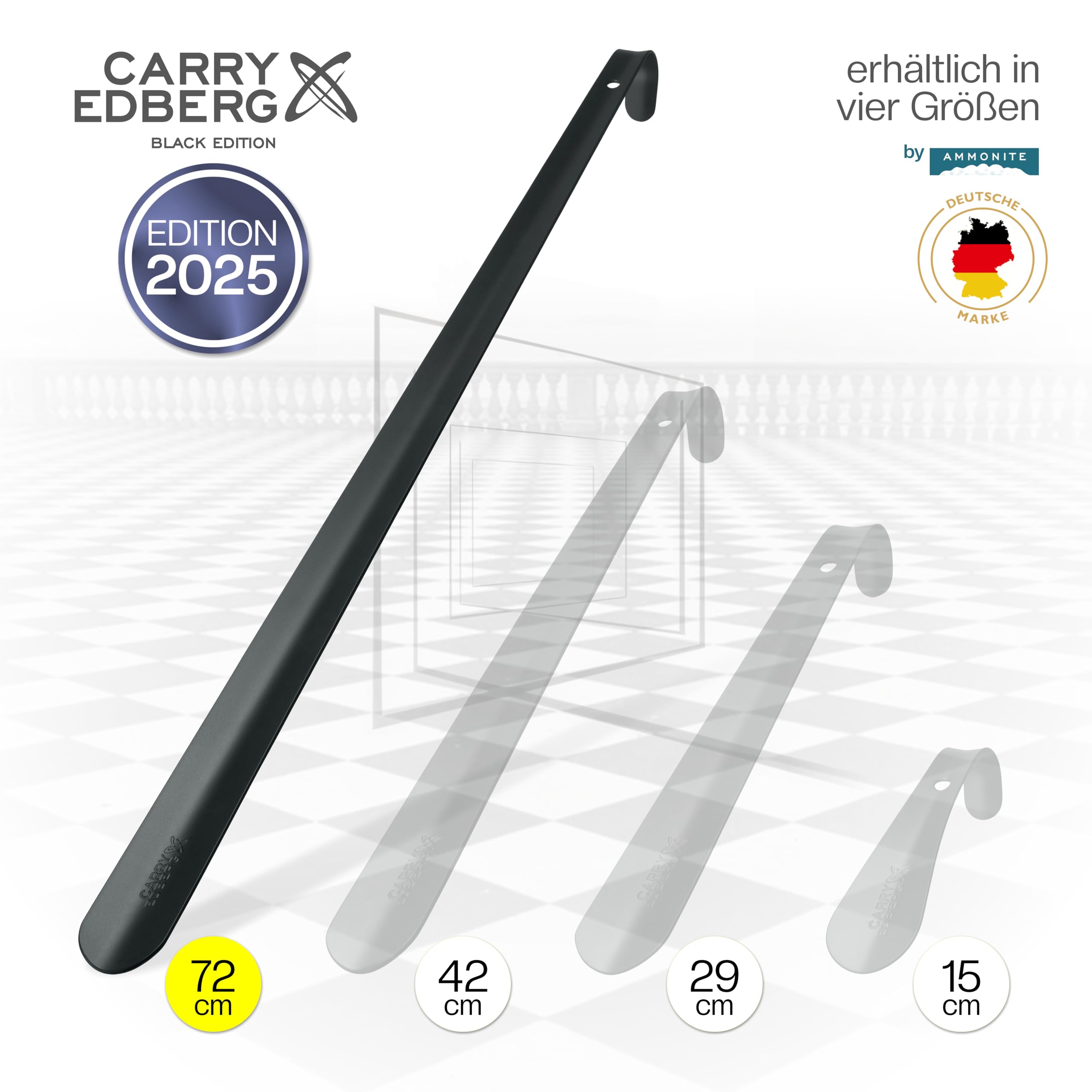 Łyżka do butów ze stali nierdzewnej 72 cm czarna #EDITION2024 bardzo stabilna! | długa designerska ściągaczka do butów XL do zakładania na stojąco | wysokiej jakości produkt z metalu |