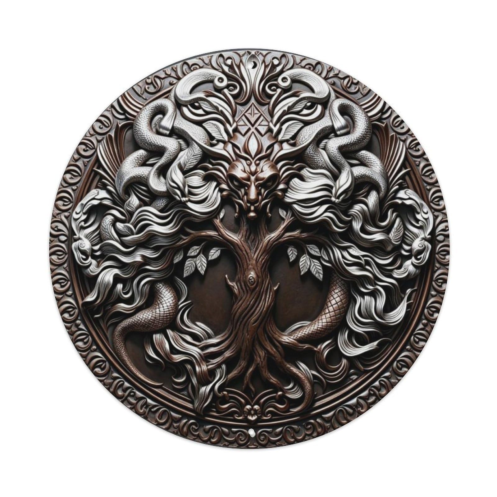Norse Yggdrasil World Tree 3D Mythology Metal Tin Sign Plaque