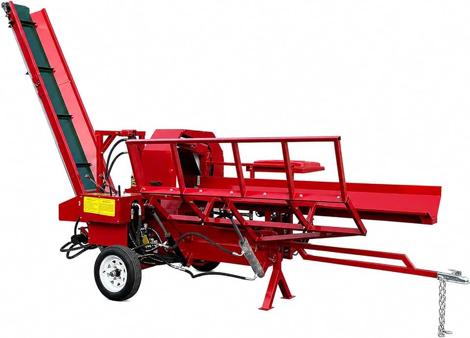 27T Gas Firewood Processor with 739cc RATO Engine, Hydraulic Log Splitter Featuring 20" Chainsaw, 6-Way Wedge, Log Lifter & 3M Conveyor,17.32″ Max Cutting Suitable for Home,Farm,Small Business