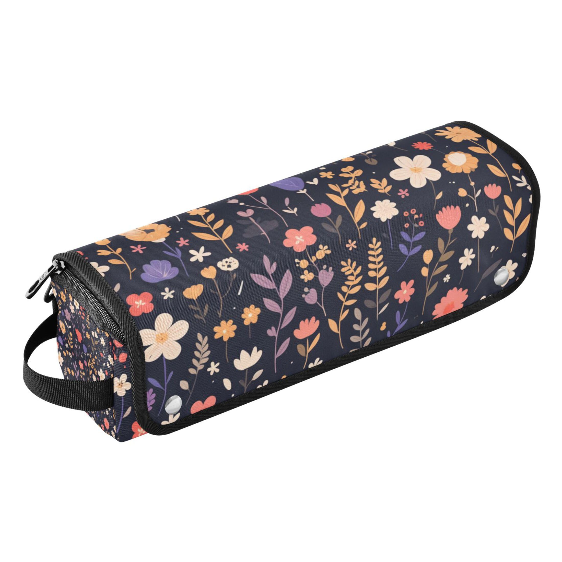 Hair Tool Travel Bag with Heat Resistant Pad Heating Tools Travel Bag Organizer for Straigheners, Curling Iron, Hair Dryer, Colorful Flowers Plants