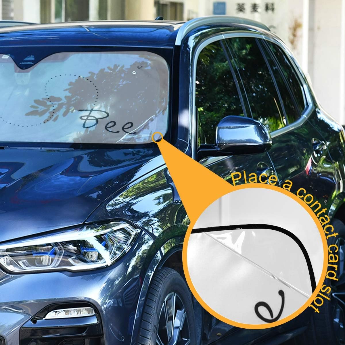 YYZZH Cute Bee Cartoon Honeybee Car Windshield Sun Shade