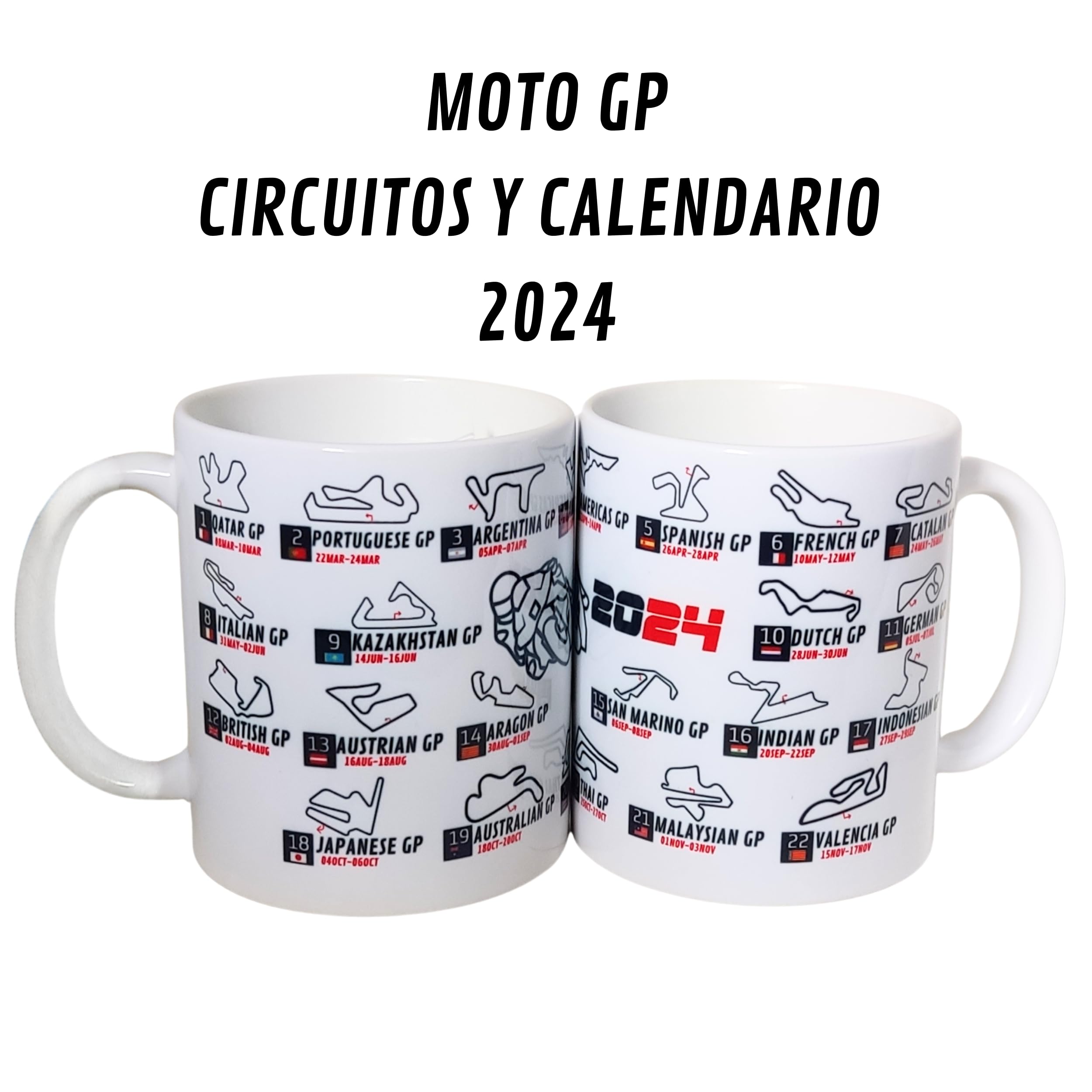 SANGOIMPRESS Formula 1 and Moto GP Personalized Mug with Calendar and Circuits 2024 (MGP 2024), 330ml - Image 2