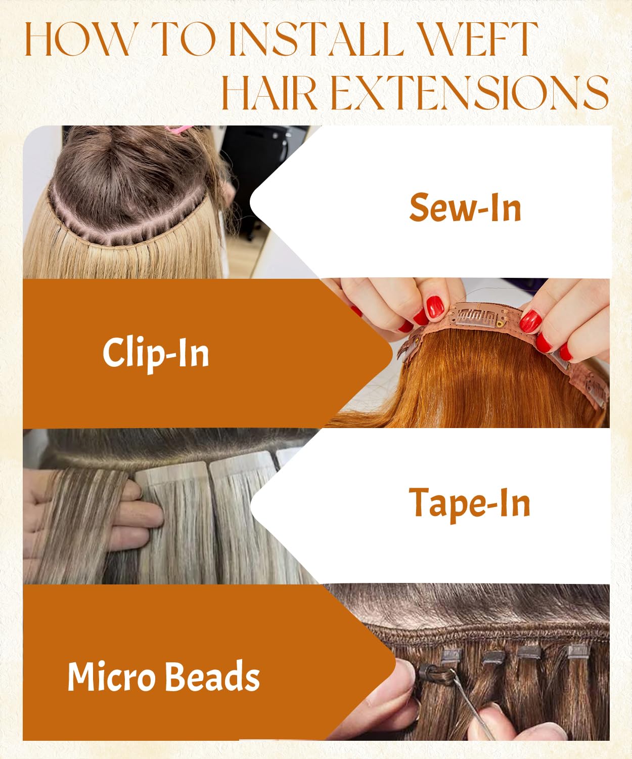 Extension di capelli umani da cucire a livello di salone di bellezza, tessitura a mano, ad alta densità, flessibile, senza miscela sintetica, non perde capelli, tripla durata, spessore naturale, da