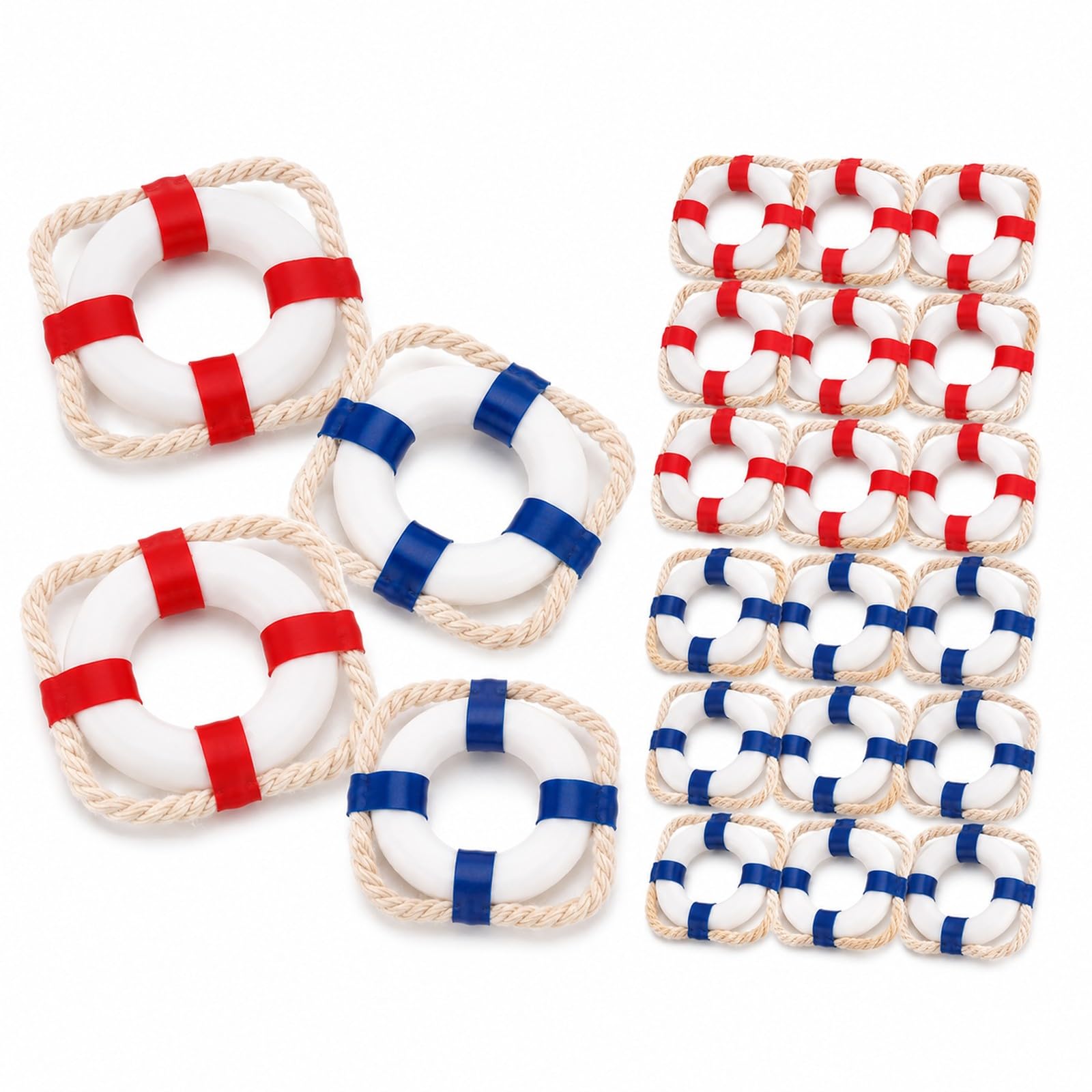 LUOZZY 20 PCS Mini Life Ring Plastic Miniature Life Rings Nautical Life Buoy Minature Scene Display Models for Home Shelf, Beach Theme Miniature Scene