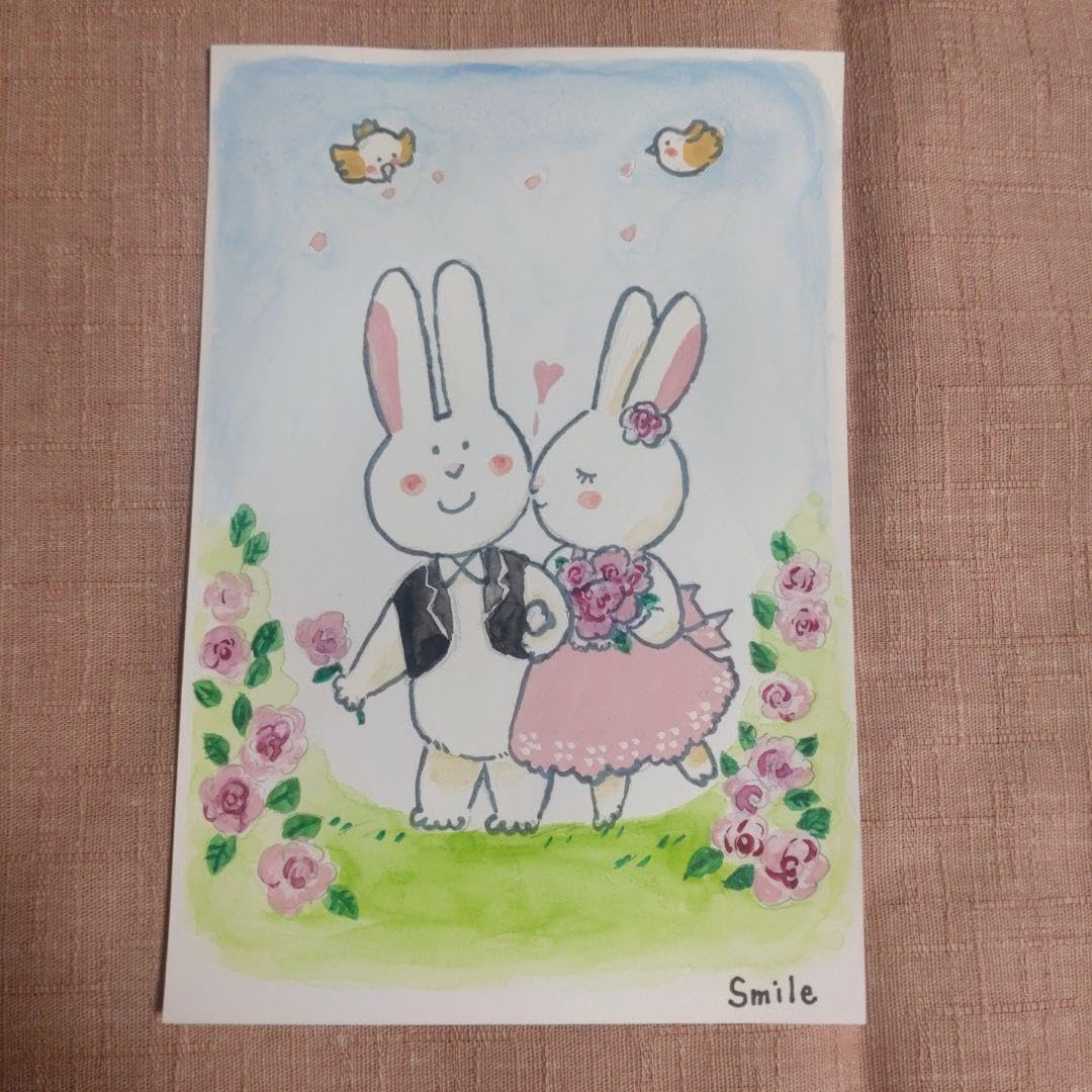 水彩画手描きイラスト　ずっと一緒にうさぎさん Amazon.co.jp: 水彩画手描きイラスト ずっと一緒にうさぎさん : おもちゃ