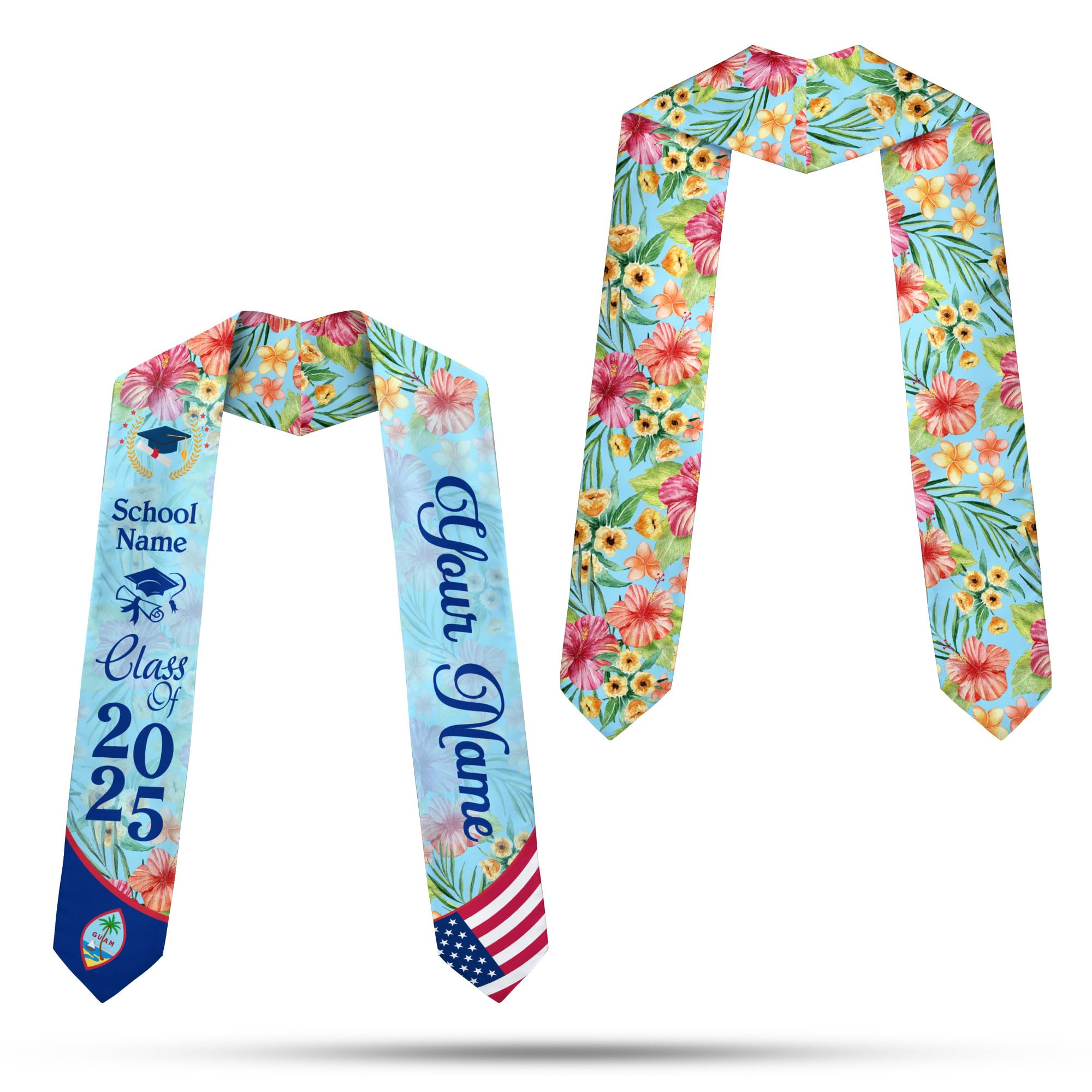 MonkeyVan Guam Graduation Sash Guam Guamanian Flag Stole Guam Sash Graduation 2025 Guam Graduation Stole 2025 Class of 2025 Gu13