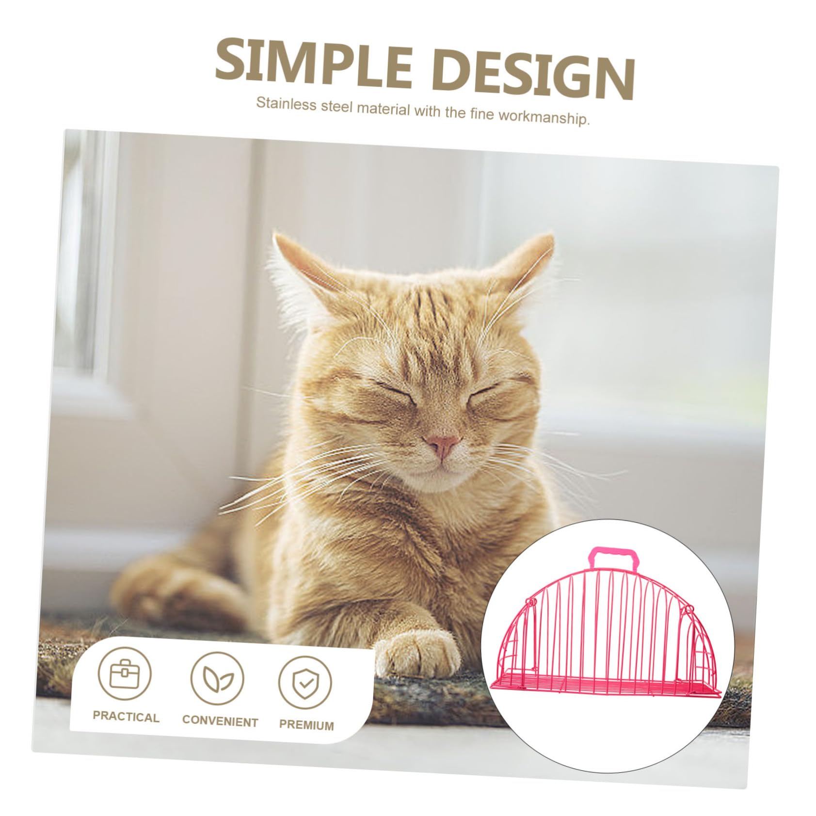 Luxshiny Jaula para Baño de Gatos Resistente Arañazos Jaula de Metal Transpirable para Recorte de Uñas S con Asa para Baño y Cuidado de Gatos Pequeños