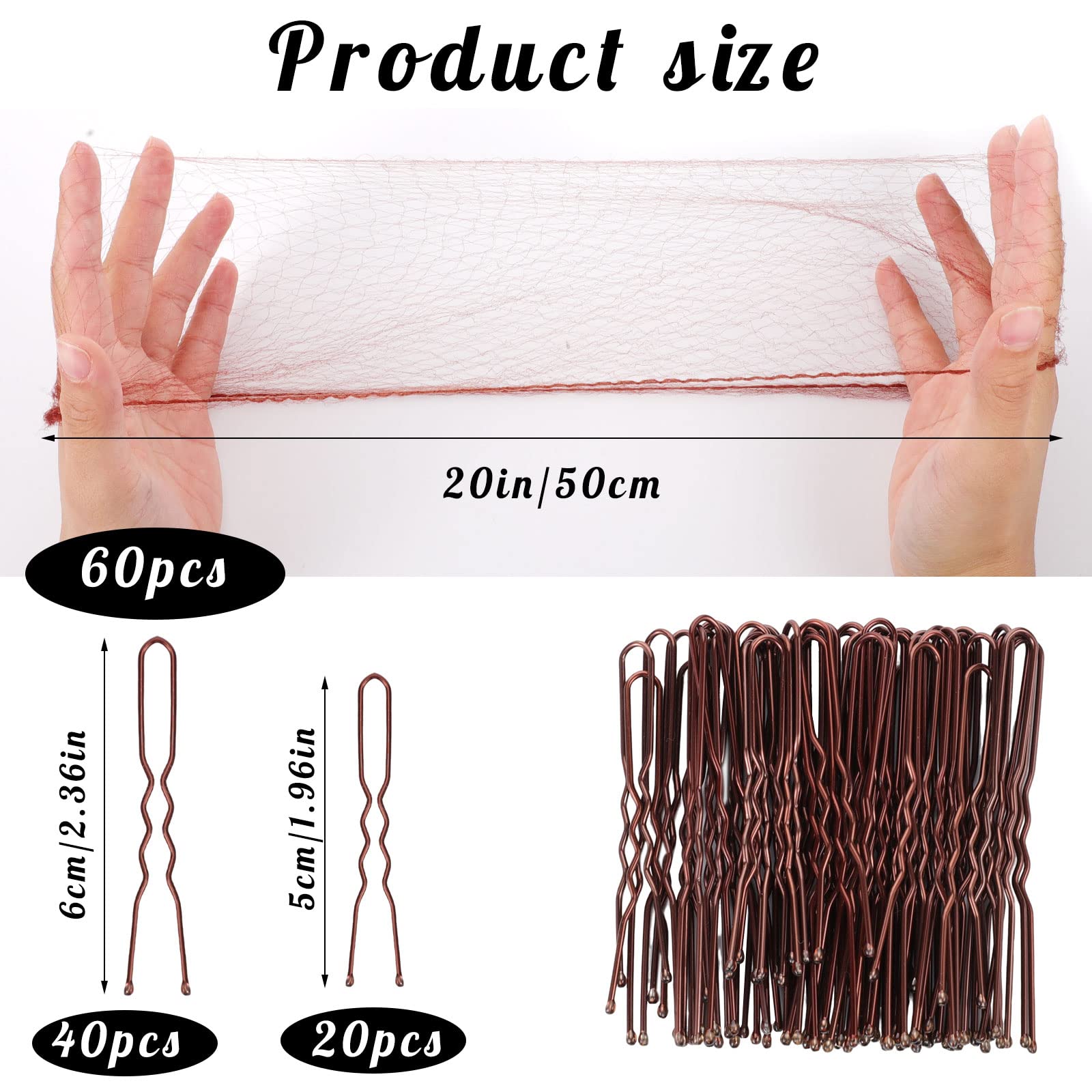 Hair Nets For Buns 20Pcs Hair Bun Nets Blonde With 20Pcs U Shaped Hair - View #2
