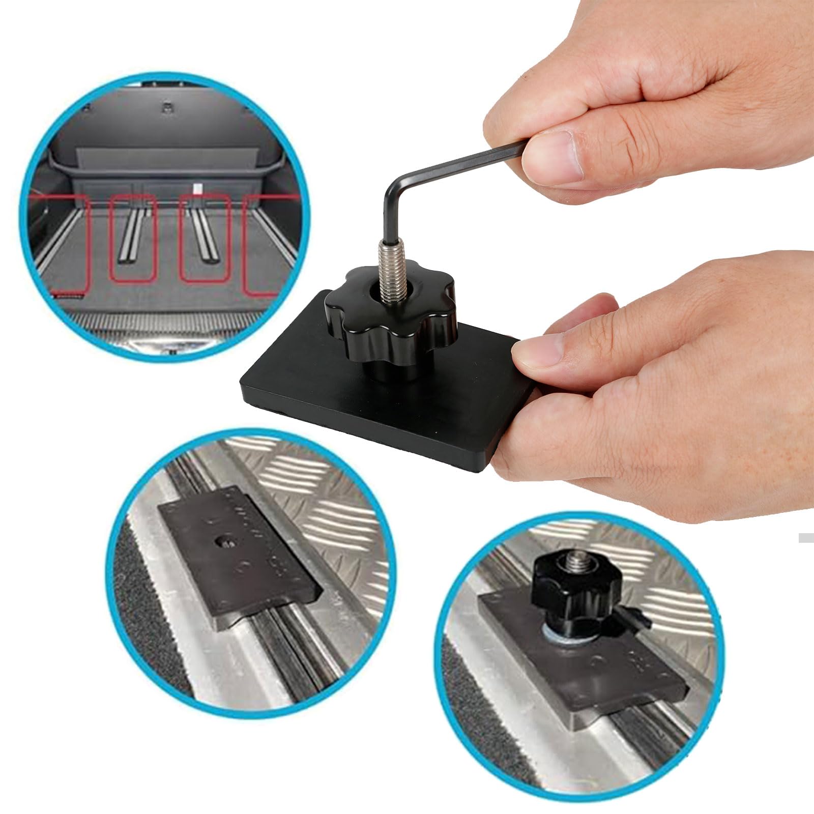 Viti per fissaggio del carico su binario + staffa guida per tavola multiflex o accessori per binari profilati, compatibili con VW T5 T6 Multivan Transporter California
