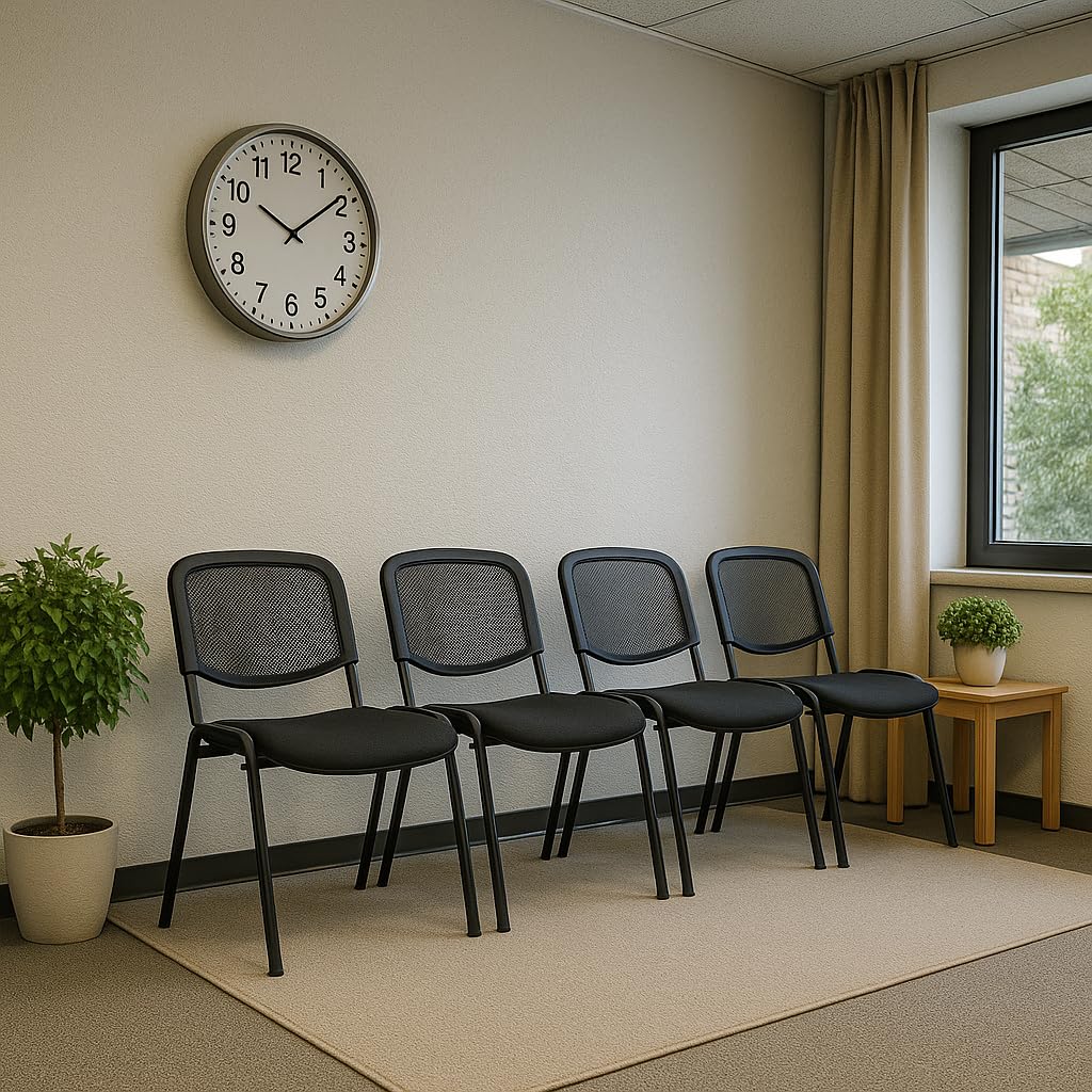 Topsit 4er Set Stapelbare Besucherstühle mit Rückenlehne aus Mesh, Wartezimmerstühle, Bürostühle, Konferenzstühle, Stühle für Rezeption Pausen Raum (Schwarz)