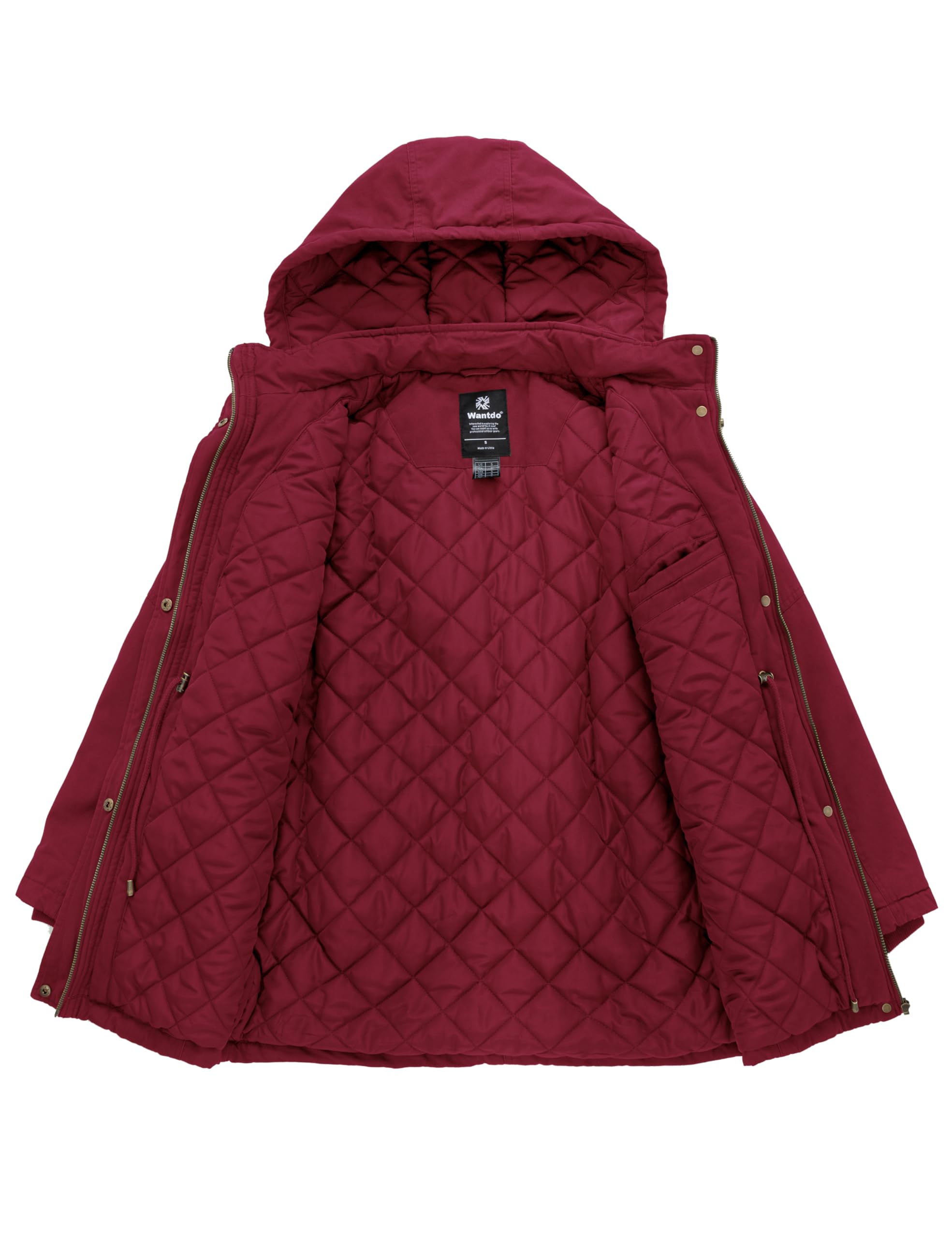 Wantdo Giacca con Cappuccio Rimovibile Cappotto Caldo Invernale da Esterno Parka con Fodera in Pile Giubbotto Antivento Donna