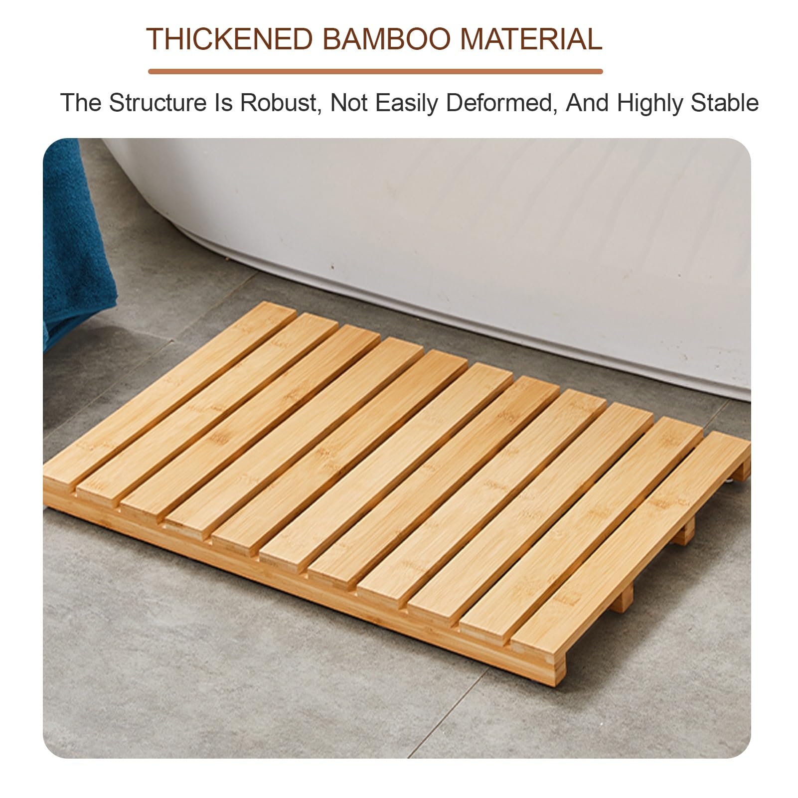 Tappetini da bagno in legno, tappetino doccia in teak, Pedana Doccia Impermeabile, Design a Doghe, Arredamento Bagno, per sauna, spa, vasca da bagno, doccia(White)