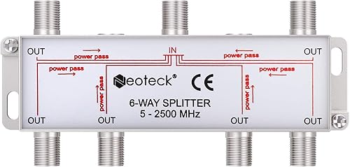 Miniatura 9 de Neoteck Divisor de cable coaxial de 6 vías MoCA 5-2500MHz, divisor coaxial