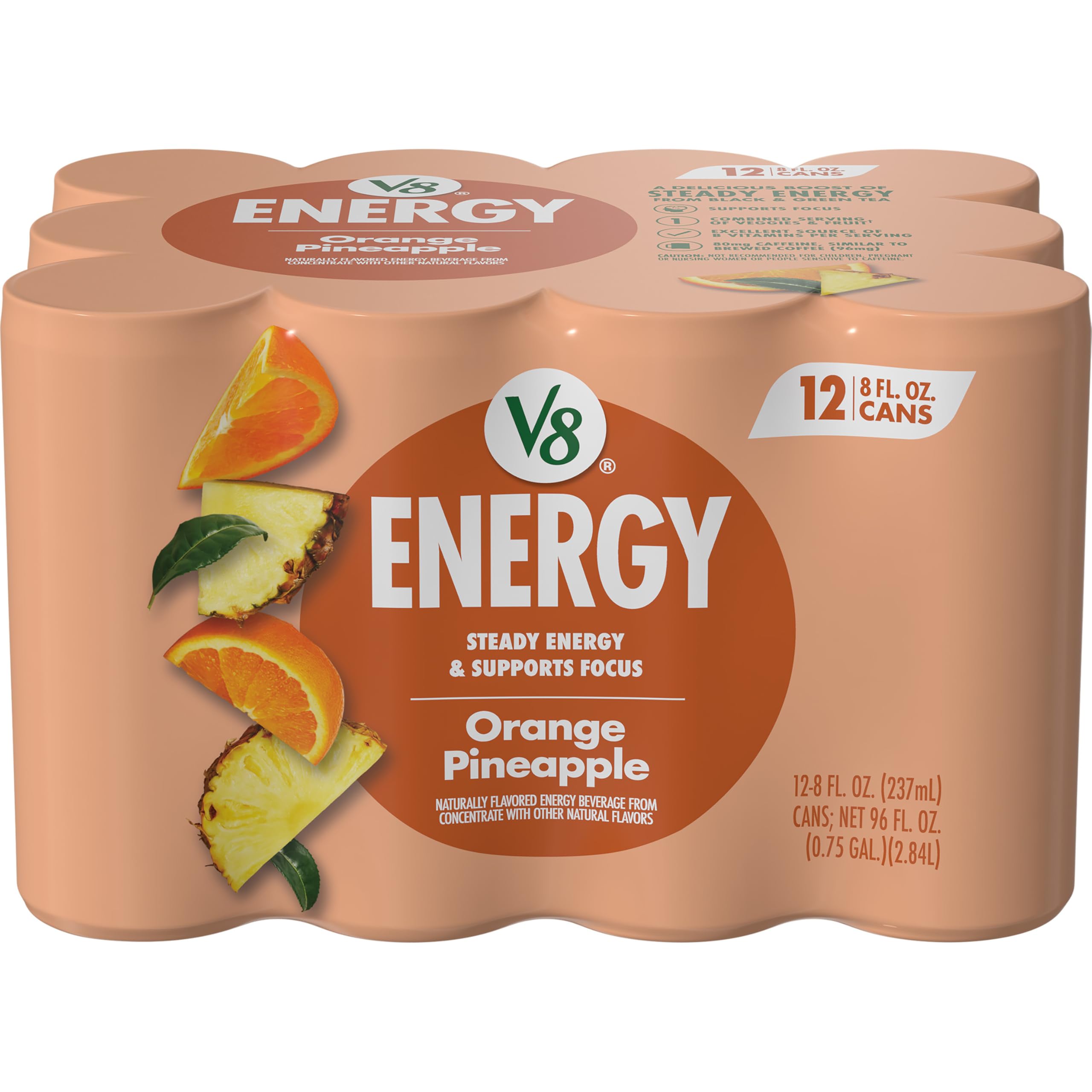 Energy Orange Pineapple Energy Drink, 8 fl oz Can (12 Pack)