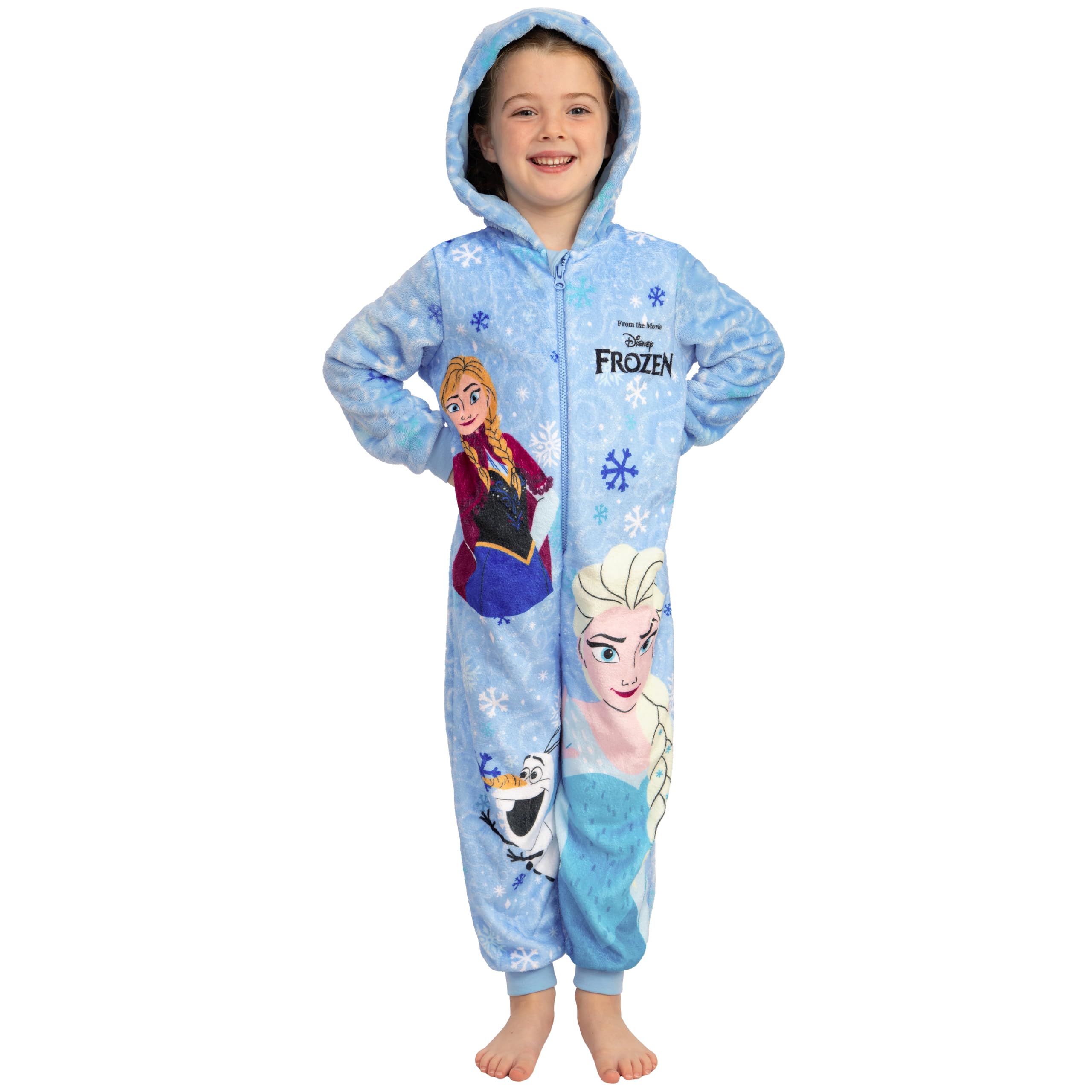 Disney Frozen Onesie Mädchen, Kuscheliger ELSA Schlafanzug Mädchen, Fleece Schlafoverall Kinder, Anna & ELSA Onesie Kinder Für Winter