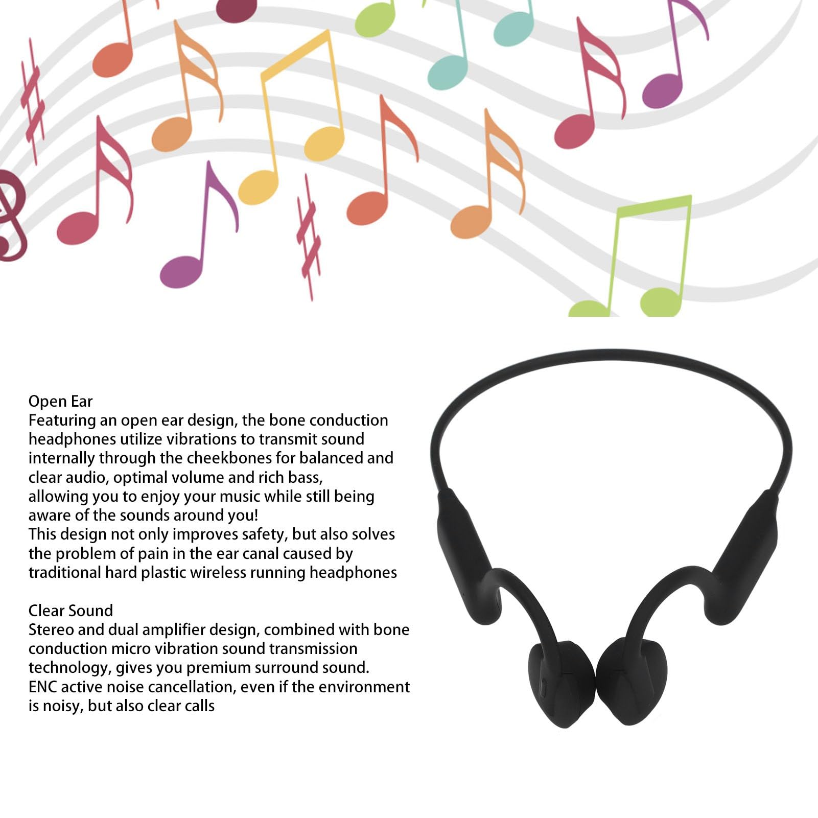 Auriculares de conducción ósea, Auriculares inalámbricos Bluetooth5.3 de oído Abierto, Auriculares Impermeables IPX6, Auriculares Deportivos para Correr, Ciclismo, Senderismo