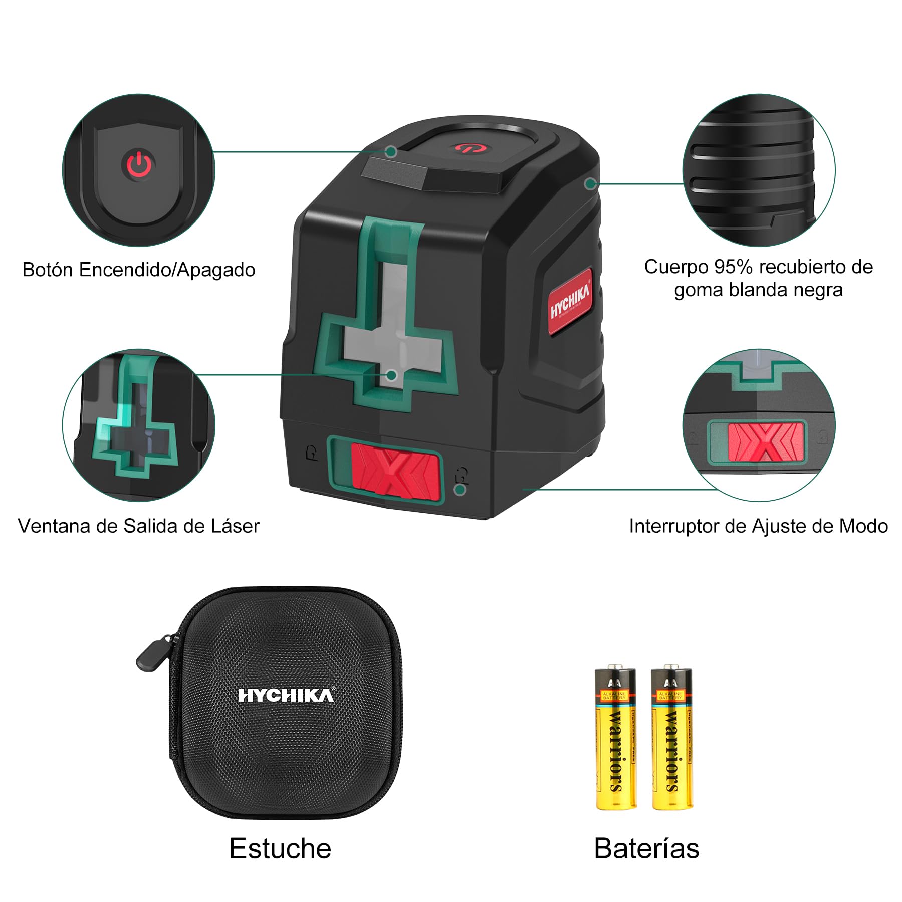 HYCHIKA Nivel Laser Autonivelante con Tripode, Verde Horizontal y Vertical Nivel Láser, Láser de Línea con Bolsa de Transporte y 2 Baterías AA, para Decoración del Hogar, Bricolaje