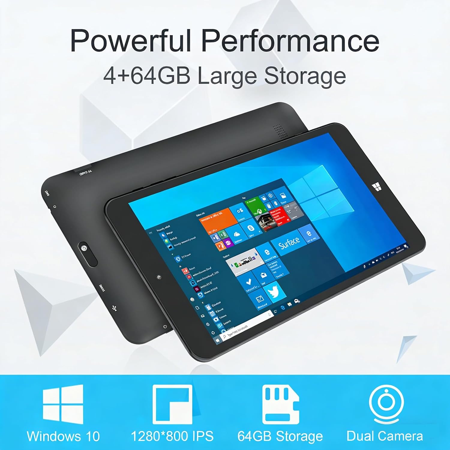 8 Inch Windows Tablet，4GB RAM 64GB ROM Windows 10 Home Tablets Computer